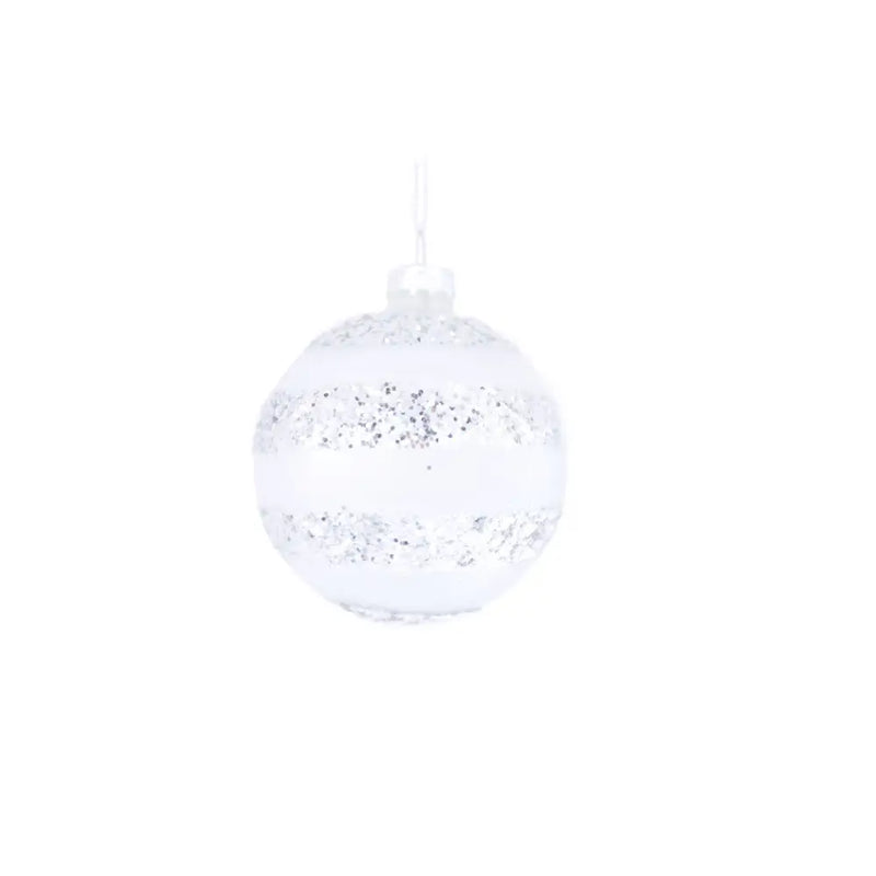 Glass Silver And Grey Bauble 8cm - Seasonal >> Christmas >>