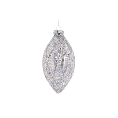 Glass Silver Drop Bauble 13cm - Seasonal & Holiday