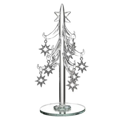 Glass Tree With Diamante Star Baubles 15cm - Seasonal >>