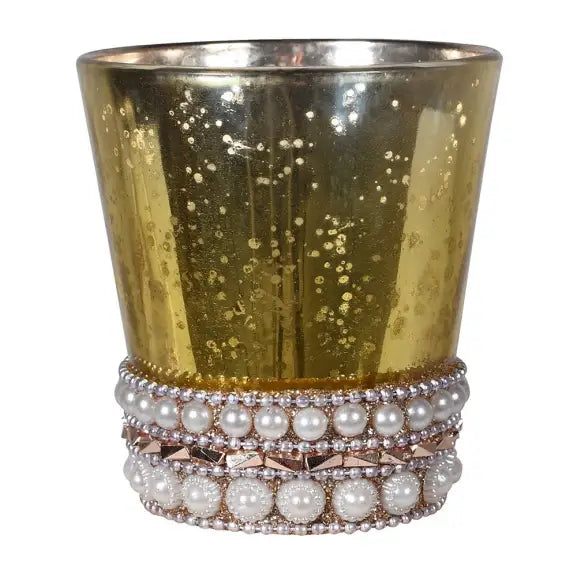 Gold Beaded Candle Holder - Christmas >> Accessories