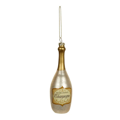 Gold Champagne Bottle Glass 14cm - Seasonal & Holiday