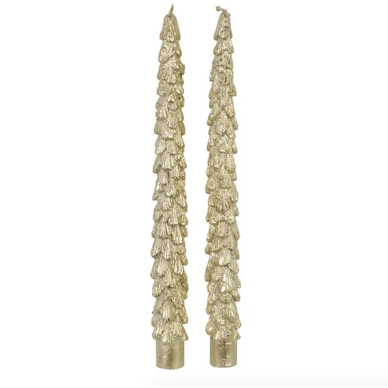 Gold Christmas Tree Candles Set Of 2 Seasonal >> Christmas