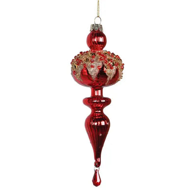 Gold Drip Ruby Finial Bauble - Christmas >> Baubles Tree