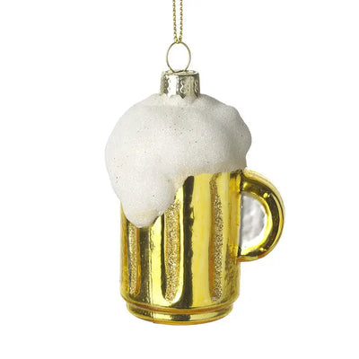 Gold Glass Beer Bauble 8cm - Seasonal >> Christmas >>