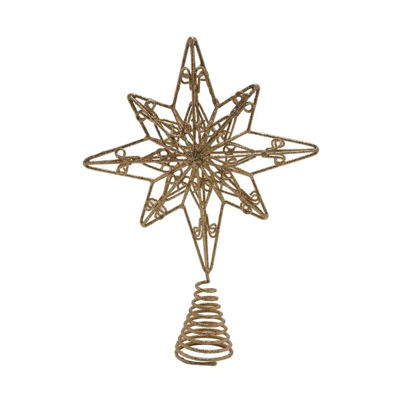 Gold Glitter Star Tree Topper - Seasonal & Holiday