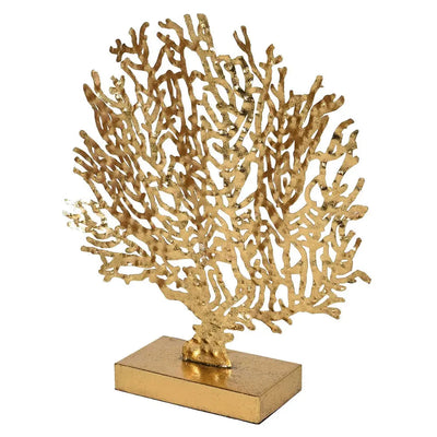 Gold Metal Coral Deco On Stand - Homeware