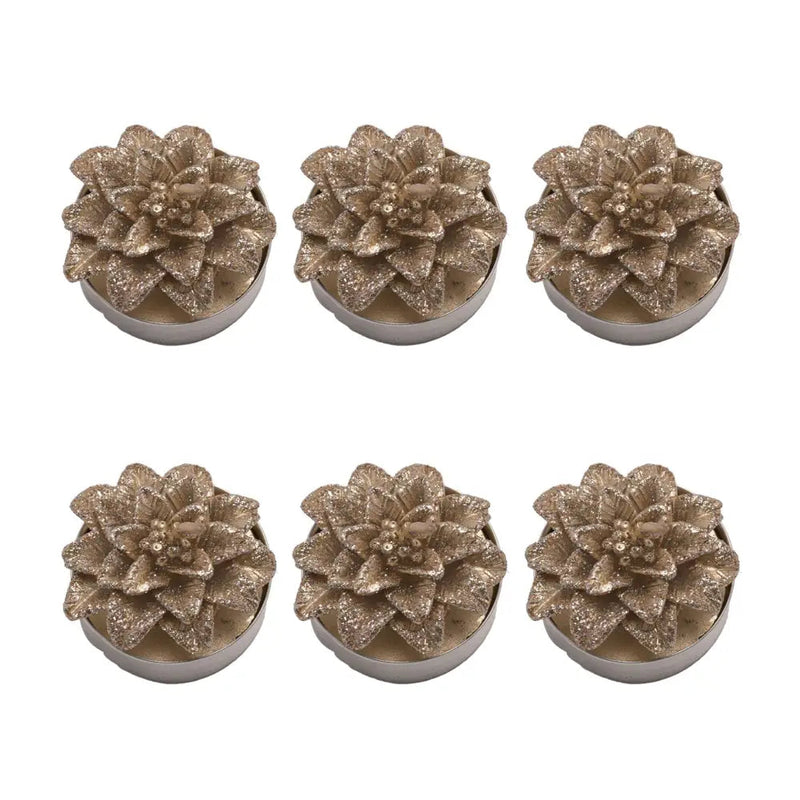Gold Poinsettia Tealights - Set of 6 - Seasonal & Holiday
