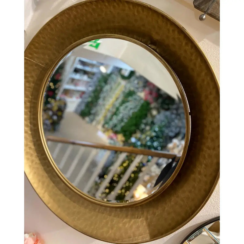 Gold Rim Round Wall Mirror 88cm - Giftware