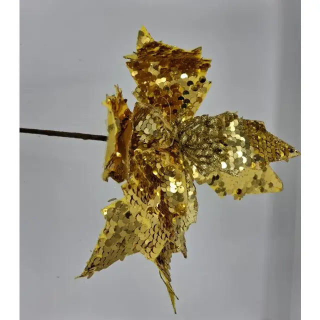 Gold Sequins Long Stem Flower - 70cm - Seasonal >> Christmas