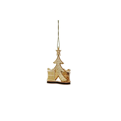 Gold Tree With Parcels Mirror Hanging Decoration 8cm -