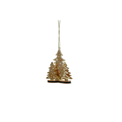 Gold Trees Mirror Hanging Decoration 8cm - Seasonal &