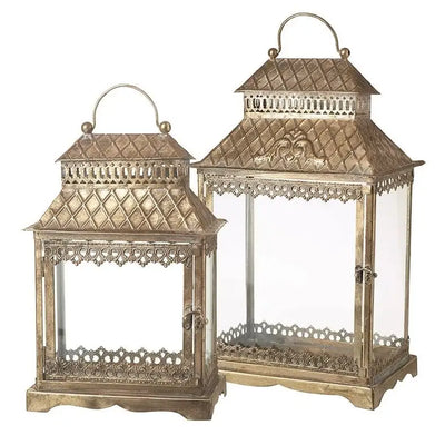 Golden Lattice Lantern - Small or Large - Christmas >>