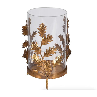 Golden Leaf Hurricane Candle Holder Seasonal >> Christmas