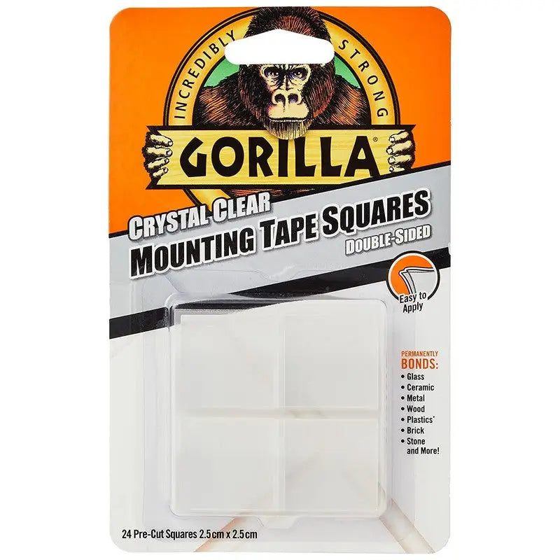 Gorilla Crystal Clear Mounting Tape Squares - 24 Pack - DIY