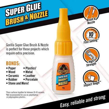 Gorilla Super Glue With Brush & Nozzle - 12G - DIY \ Tools \