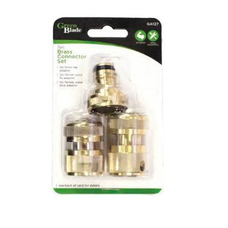 Green Blade 3 Piece Brass Tap Connector Set - Garden &