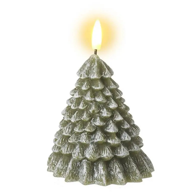 Green Light Up Tree Candle - Various Sizes - 8.5x10cm