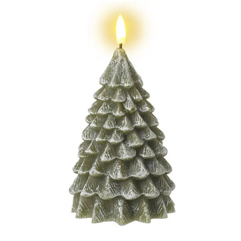 Green Light Up Tree Candle - Various Sizes - 8.5x14cm