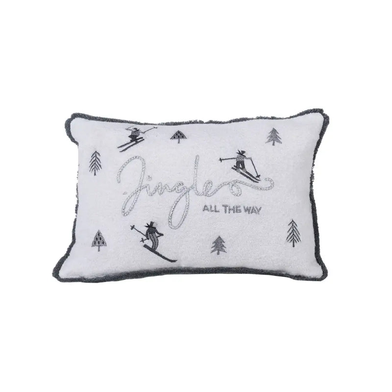 Grey Ski Slalom Jingle All The Way Cushion Seasonal >>