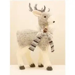 Grey Sparkle Small Standing Deer 36cm - Seasonal & Holiday