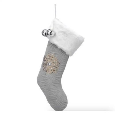 Grey With Silver / Gold Sequins Stocking 48cm - Seasonal &