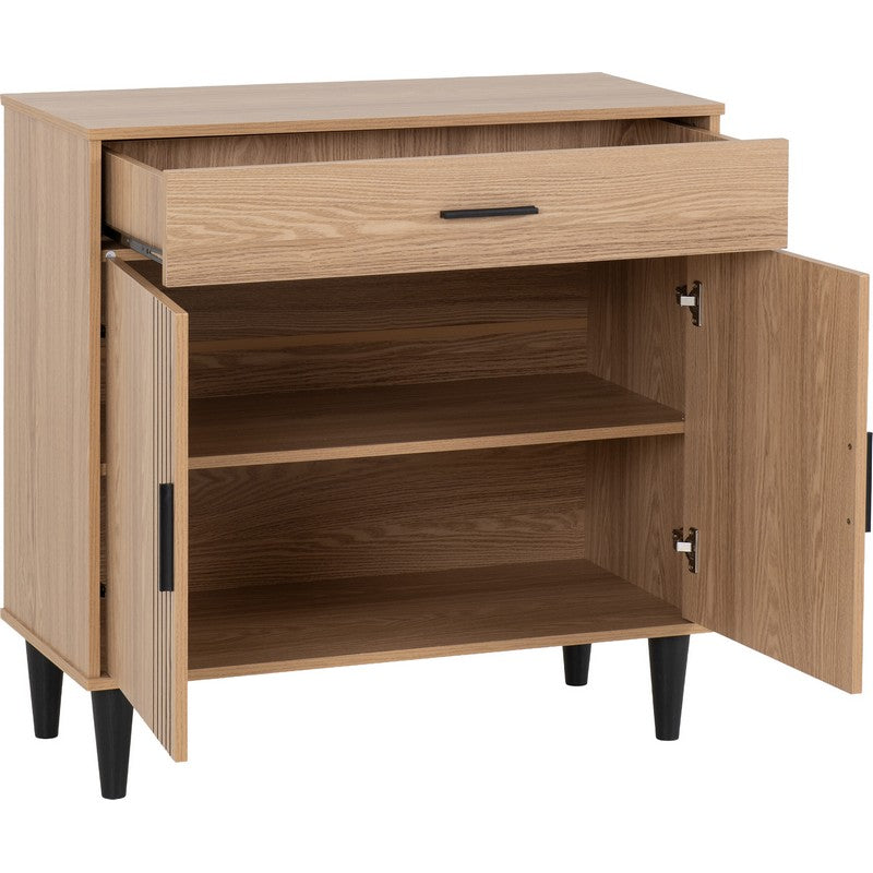 Tessa 2 Door 1 Drawer Natural Oak Effect Sideboard - 900 x 400 x 880mm