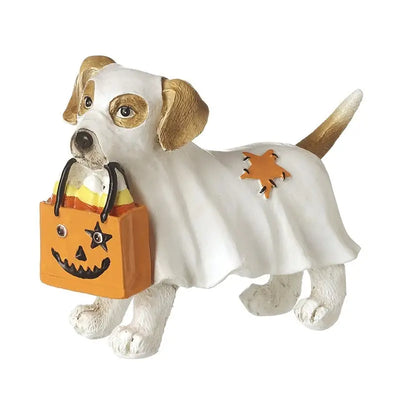 Halloween Ghost Dog With Treat Bag 12x10cm - Seasonal >>