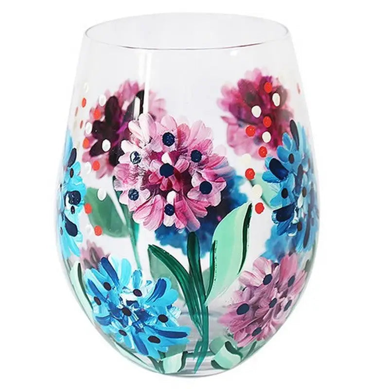 Hand Painted Stemless Glasses - 4 Designs Available -