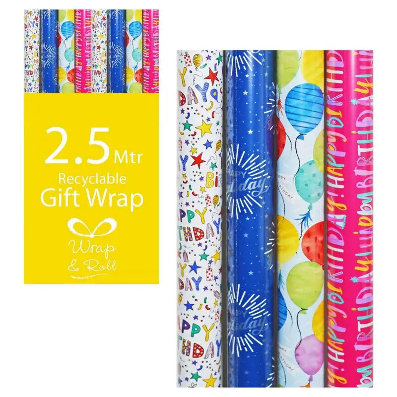 Happy Birthday Mixed Wrapping Paper - 2.5 Meters - (1 Sent