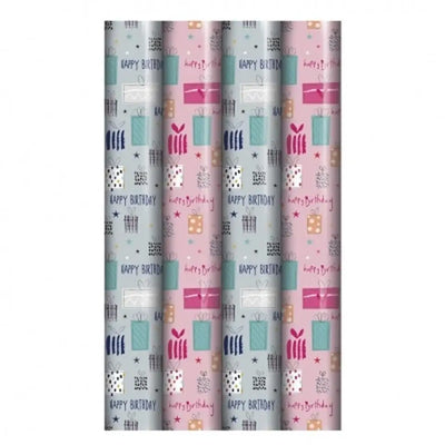 Happy Birthday Pink / Blue Wrapping Paper Assorted (1 Sent)