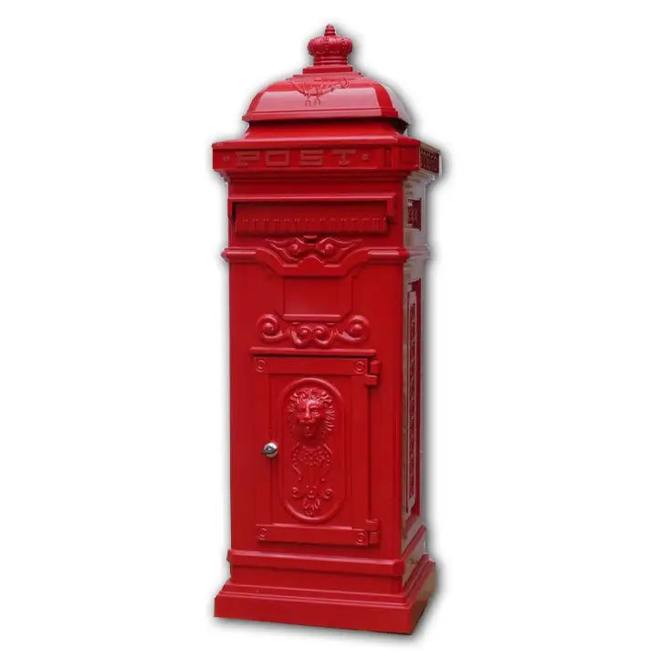 Harewood Red Lion Freestanding Post Box 34x30cm - Red &