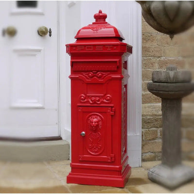 Harewood Red Lion Freestanding Post Box 34x30cm - Red &