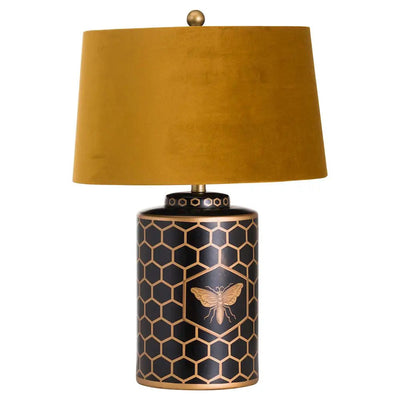 Harlow Bee Table Lamp With Mustard Shade 43 x 65cm - Lamps