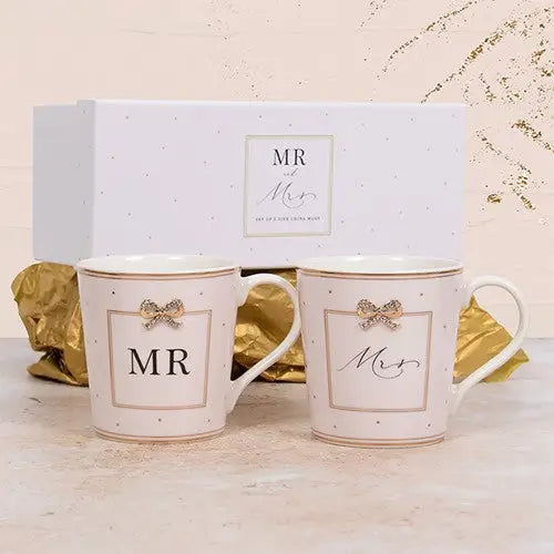 Heart Design Mr & Mrs Collection - Mugs / Flutes / Reed