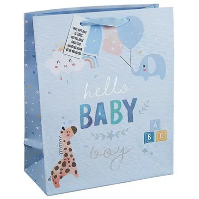 Hello Baby Boy Giraffe Gift Bag Large - Giftware