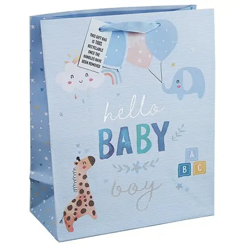 Hello Baby Boy Giraffe Gift Bag Large - Giftware