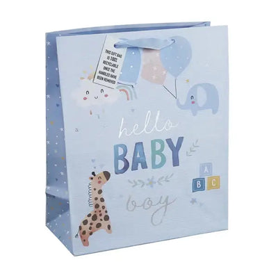 Hello Baby Boy Giraffe Gift Bag Medium - Giftware
