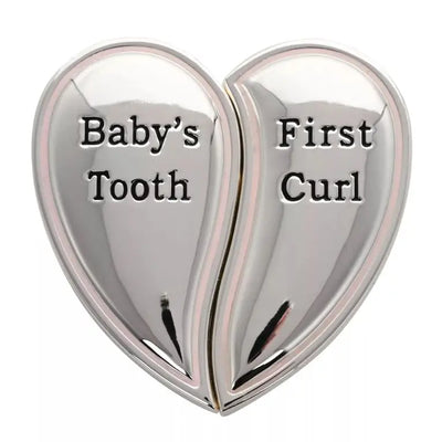 Hello Baby Silverplated Tooth & Curl Set - Heart - 6cm