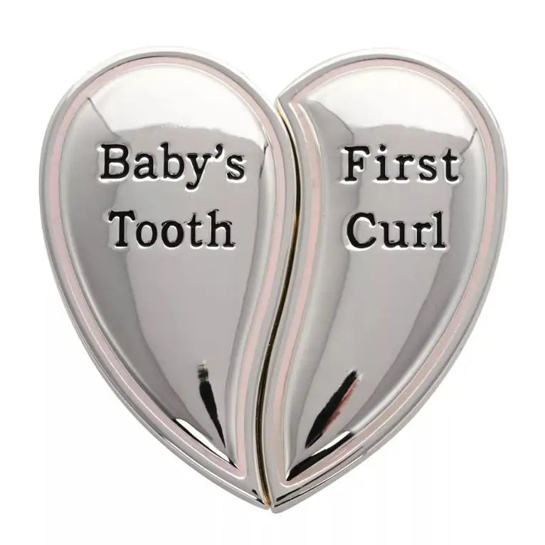 Hello Baby Silverplated Tooth & Curl Set - Heart - 6cm