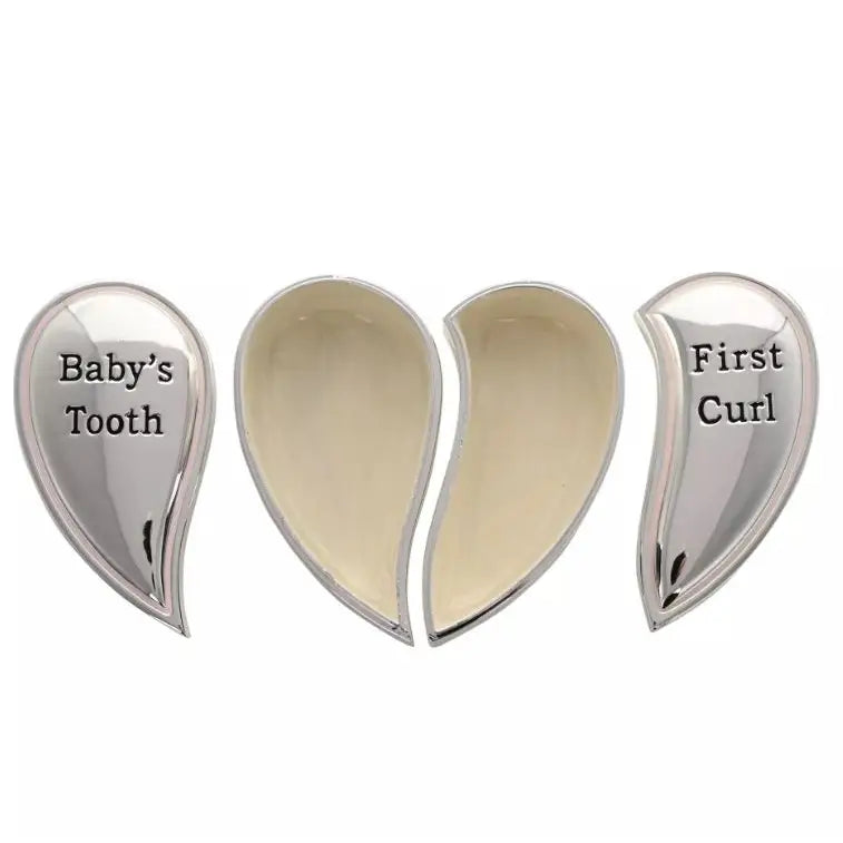 Hello Baby Silverplated Tooth & Curl Set - Heart - 6cm