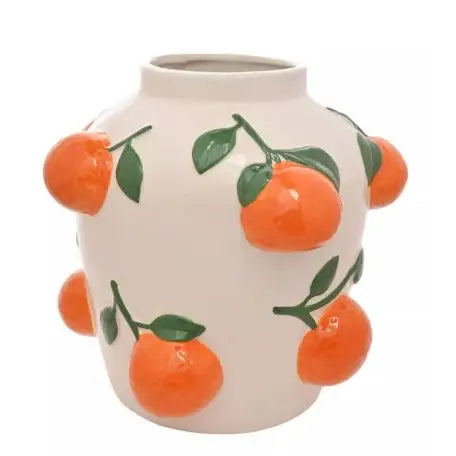 Hestia 23cm White Vase With Oranges - Homeware >> Vases