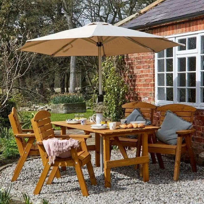Hetton 4 Seater Wooden Outdoor Dining Set - Round / Oval