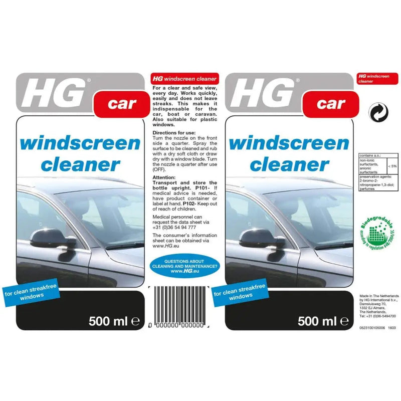 HG Car Windscreen Window Cleaner 500ml - Household Cleaning