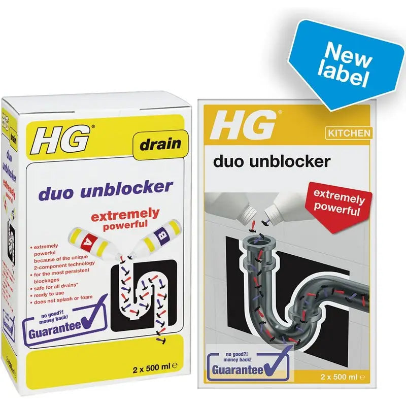 HG Drain Cleaner - Duo Unblocker Formula 1 Litre (2 x 500ml)
