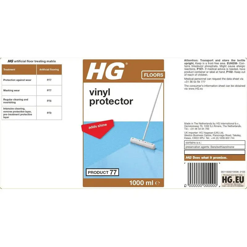 HG Floors - Vinyl Protector P77 - 1 Litre - Cleaning