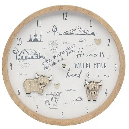 Highland Cow Clock - Homeware >> Clocks >> Wall Clocks