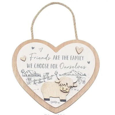 Highland Cow Heart Plaque Friends - Giftware >> Other Gifts
