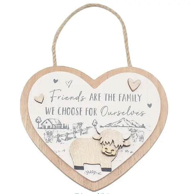 Highland Cow Heart Plaque Friends - Giftware >> Other Gifts