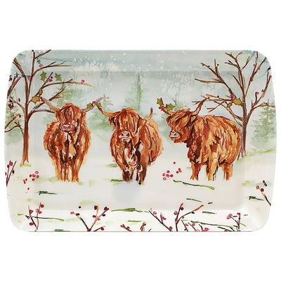 Highland Cow Jennifer Rose Christmas Small Tray - Seasonal