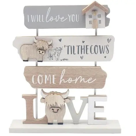 Highland Cow Word Plaque Large Love - Giftware >> Other